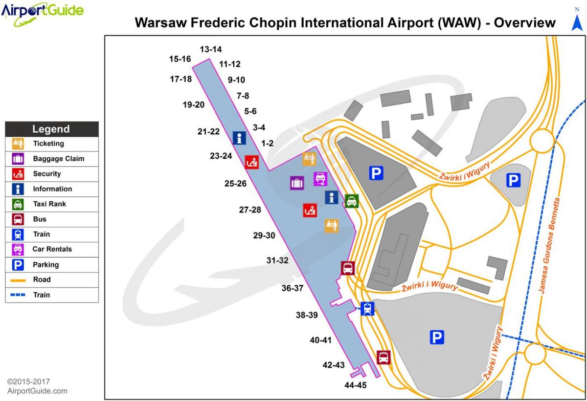 Warschau frederic chopin Flughafen Karte
