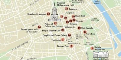 Karte von Warschau mit Sehenswürdigkeiten