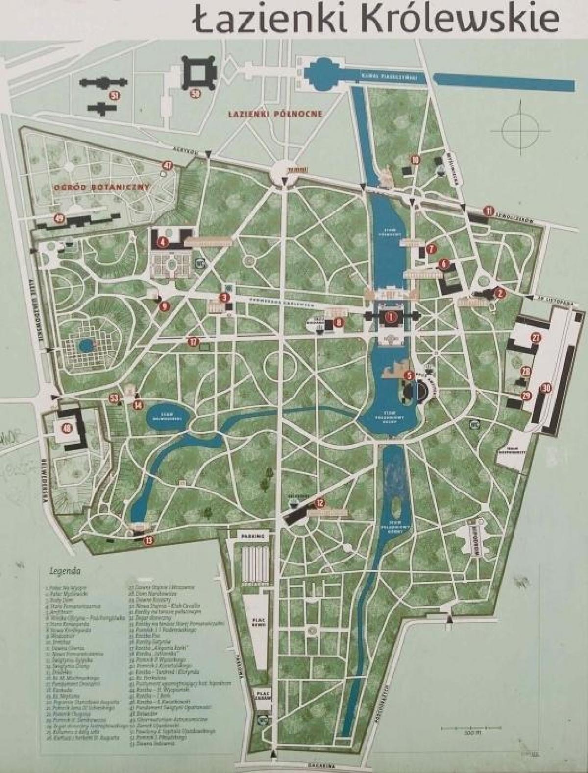 der lazienki park, Warschau Karte