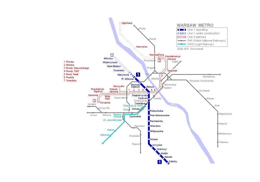 Warschau U-Bahn-Karte