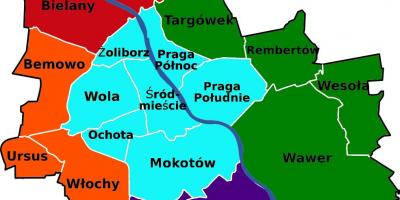 Karte von Warschau Bezirke 