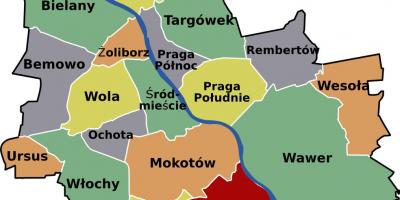 Karte von Warschau Nachbarschaften 