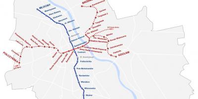 Karte der Warschauer U-Bahn-2016